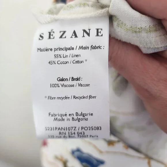 NWT Sezane X Farm Rio Tiago Crop Linen Blend Pant Romantic Garden 42/US Size 10 - Picture 15 of 16